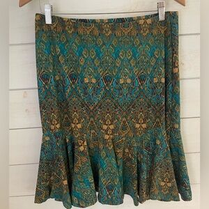 Chaps Medium Women’s Skirt knee length ruffled hem geometric print